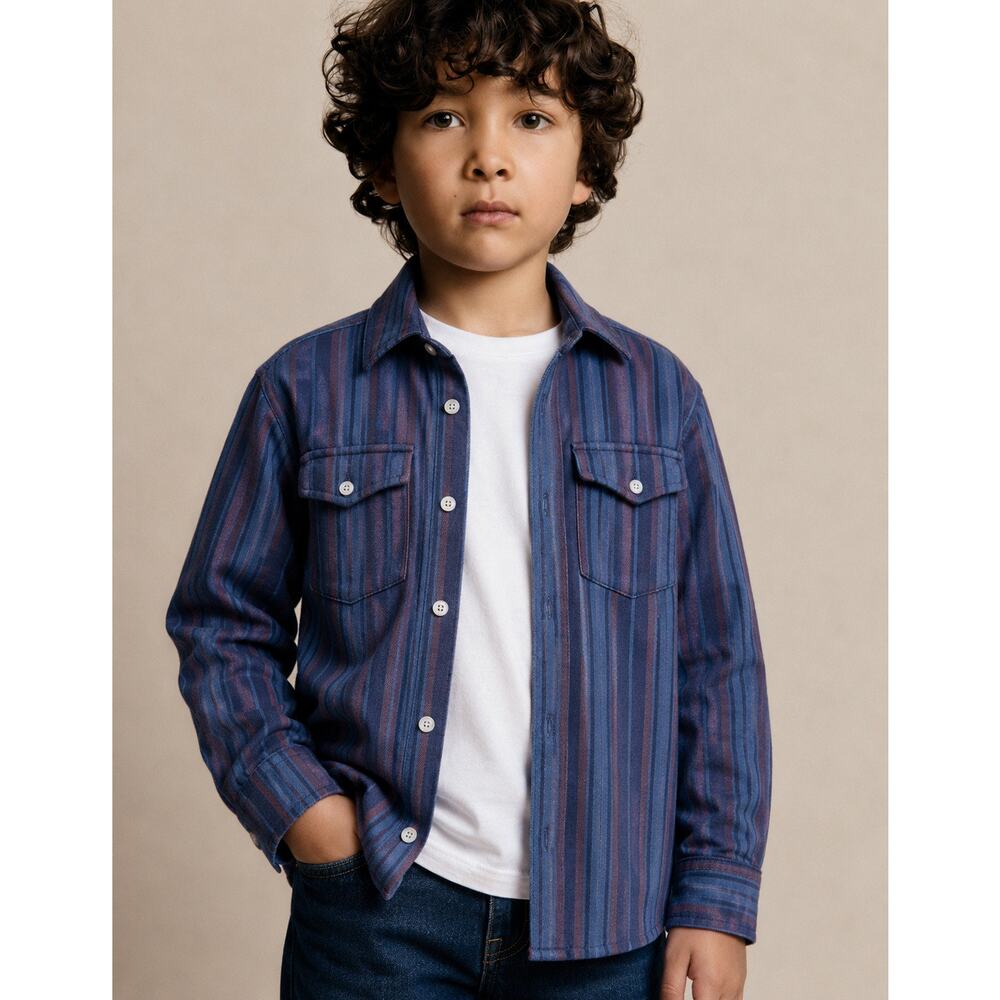 NWT J.Crew Crewcuts Boys 8 Seaboard Stripe Western Soft Shirt Picture Day Ready